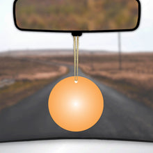 DistinctInk® Hanging Ceramic Christmas Tree Ornament with Gold String - Great Gift / Present - 2 3/4 inch Diameter - Orange White Gradient Burst Sun