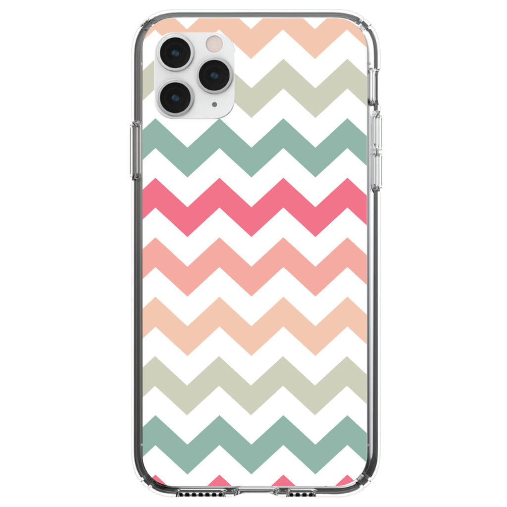 Pastel Chevron Wave Stripes Clear Shockproof iPhone Case