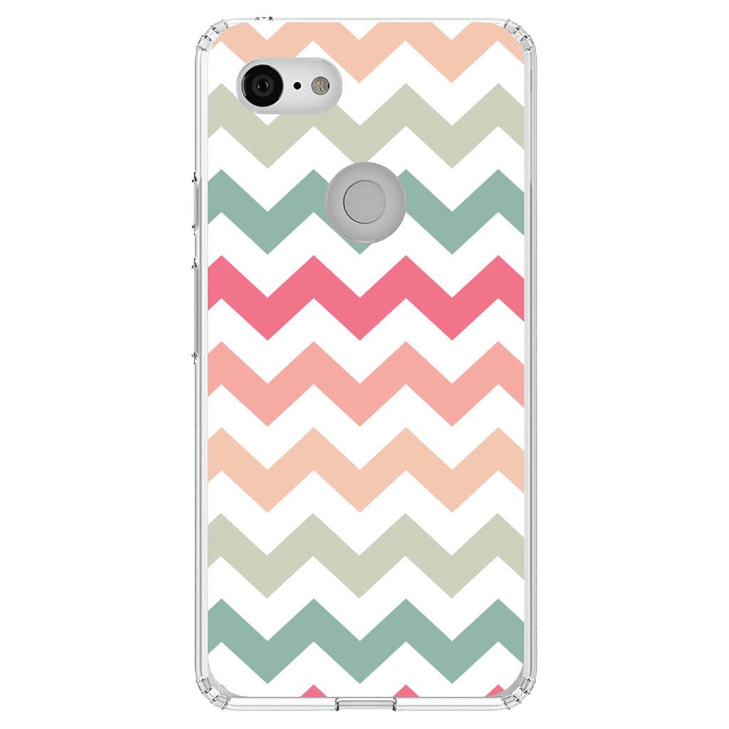 Pastel Chevron Wave Stripes Clear Shockproof iPhone Case, view 21