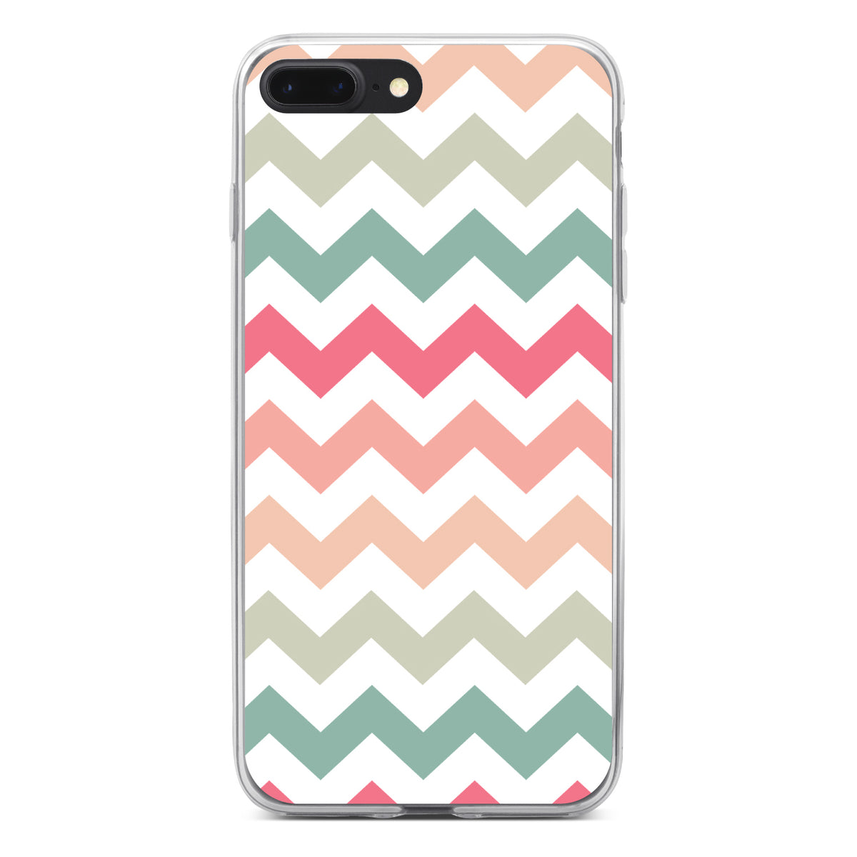 Pastel Chevron Wave Stripes Clear Shockproof iPhone Case, view 6