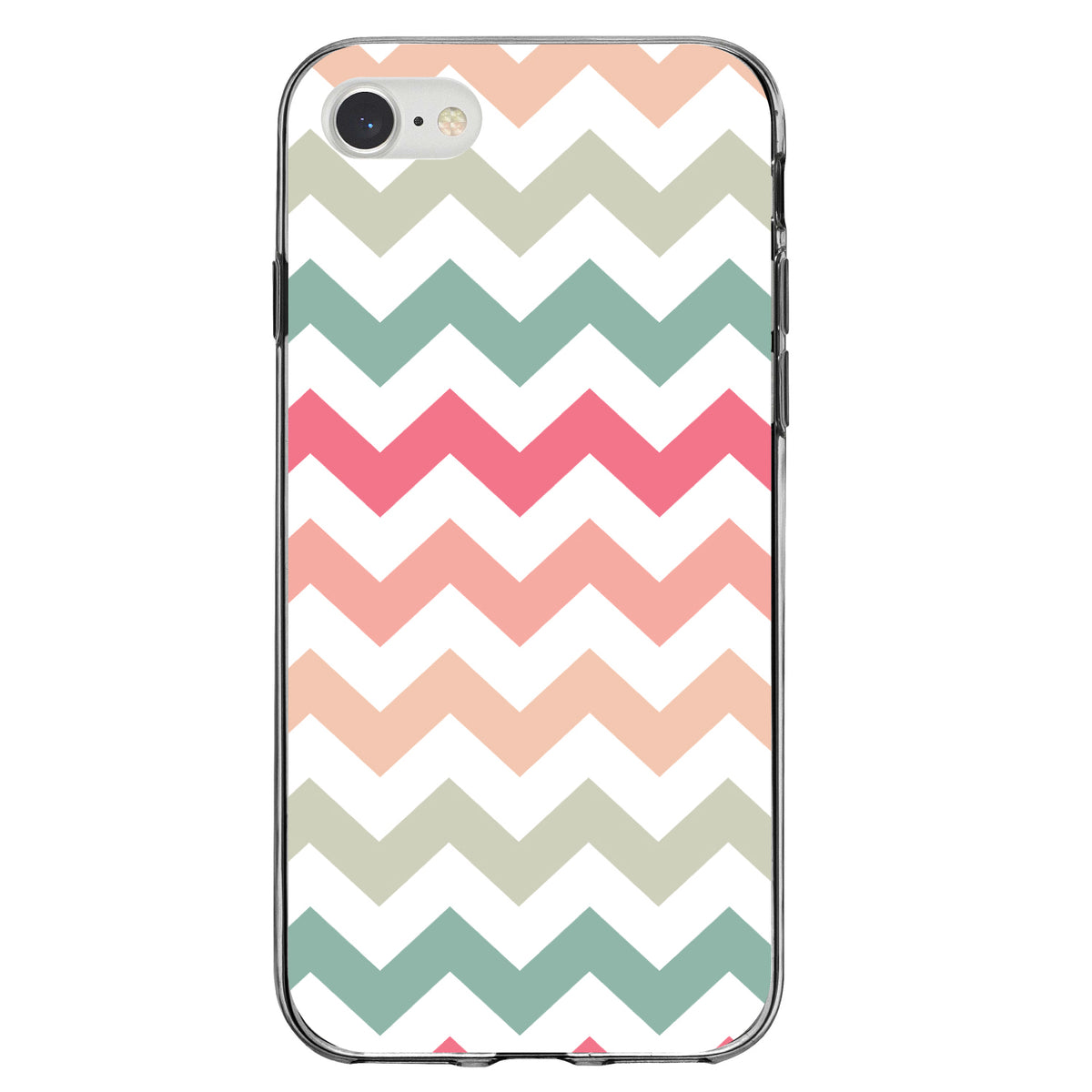 Pastel Chevron Wave Stripes Clear Shockproof iPhone Case, view 5