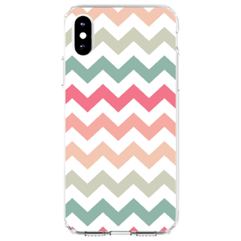Pastel Chevron Wave Stripes Clear Shockproof iPhone Case, view 3