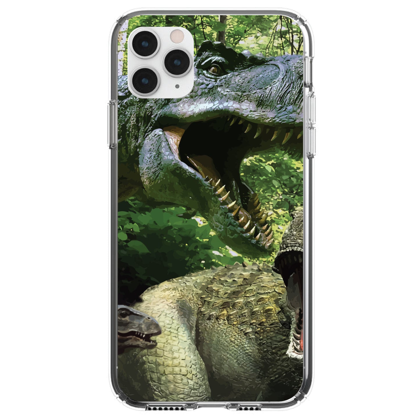 DistinctInk® Clear Shockproof Hybrid Case for Apple iPhone / Samsung Galaxy / Google Pixel - T-Rex Dinosaurs Raptor