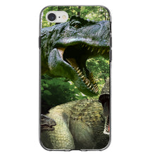 DistinctInk® Clear Shockproof Hybrid Case for Apple iPhone / Samsung Galaxy / Google Pixel - T-Rex Dinosaurs Raptor