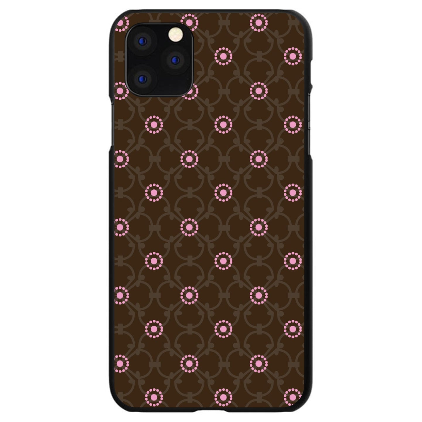 DistinctInk® Hard Plastic Snap-On Case for Apple iPhone or Samsung Galaxy - Brown & Pink Floral Pattern