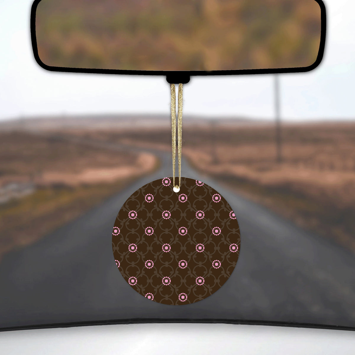 Brown & Pink Floral Pattern Ceramic Ornament, view 3