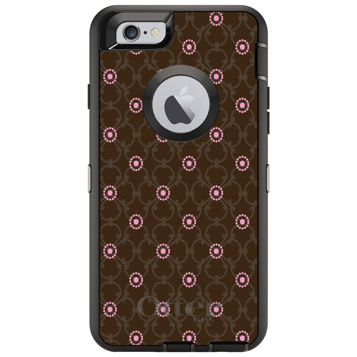 Brown & Pink Floral Pattern OtterBox Defender Case for iPhone & Galaxy, view 4