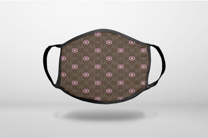 Brown & Pink Floral Pattern - 3-Ply Reusable Soft Face Mask Covering, Unisex, Cotton Inner Layer