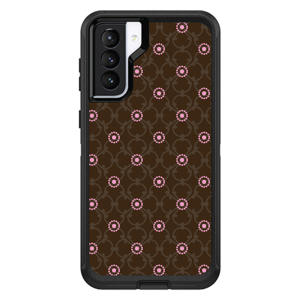 Brown & Pink Floral Pattern OtterBox Defender Case for iPhone & Galaxy, view 6