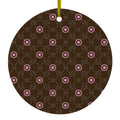 Brown & Pink Floral Pattern Ceramic Ornament