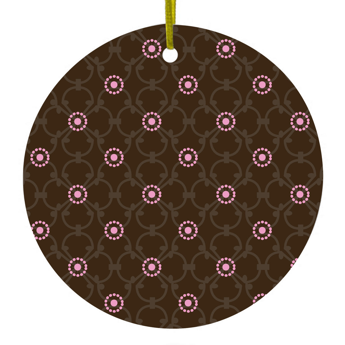 Brown & Pink Floral Pattern Ceramic Ornament