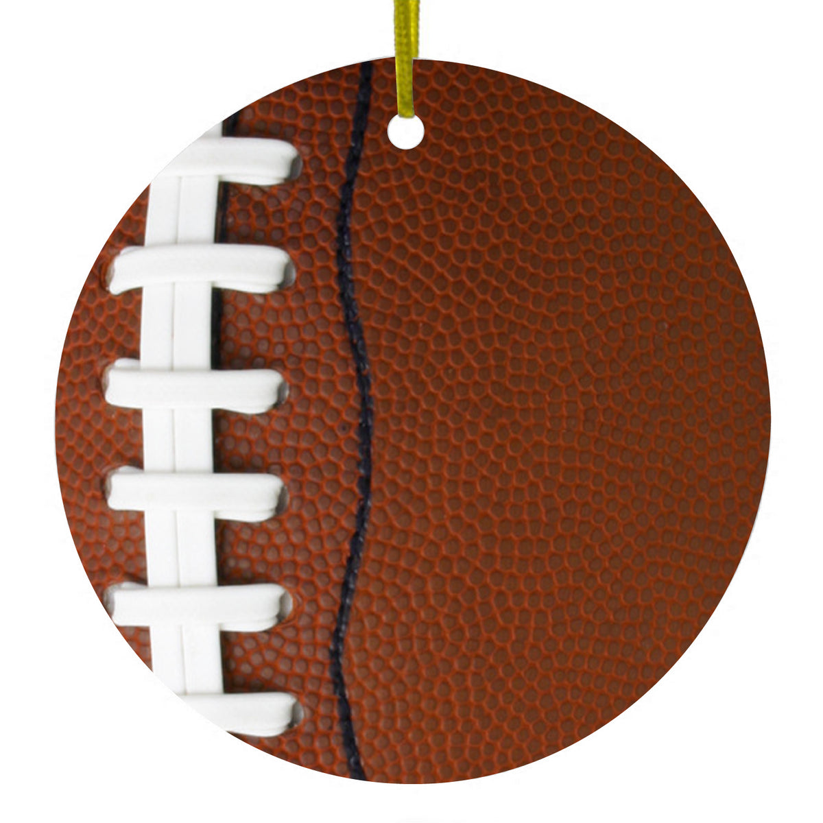 Football Texture Photo Laces Ceramic Ornament