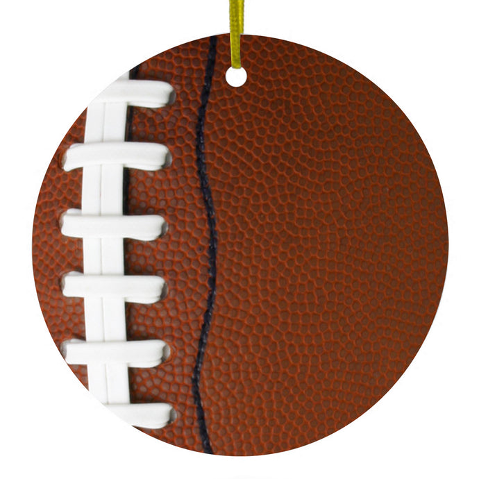 Football Texture Photo Laces Ceramic Ornament