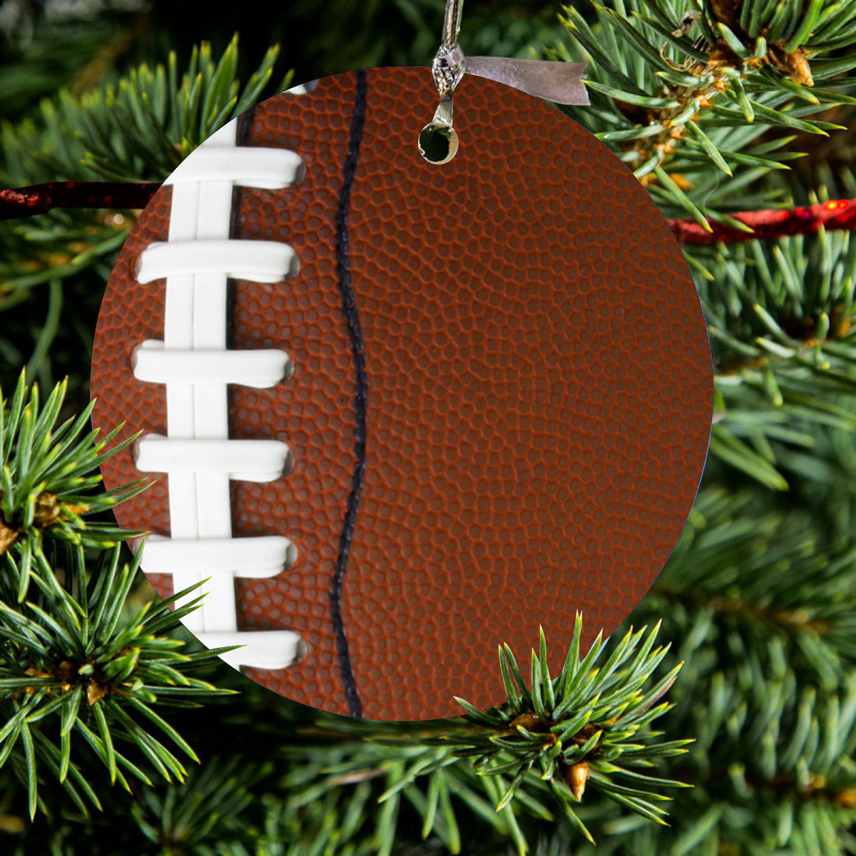 Football Texture Photo Laces Ceramic Ornament, view 2