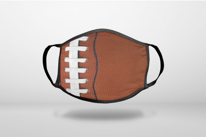Football Texture Photo Laces - 3-Ply Reusable Soft Face Mask Covering, Unisex, Cotton Inner Layer