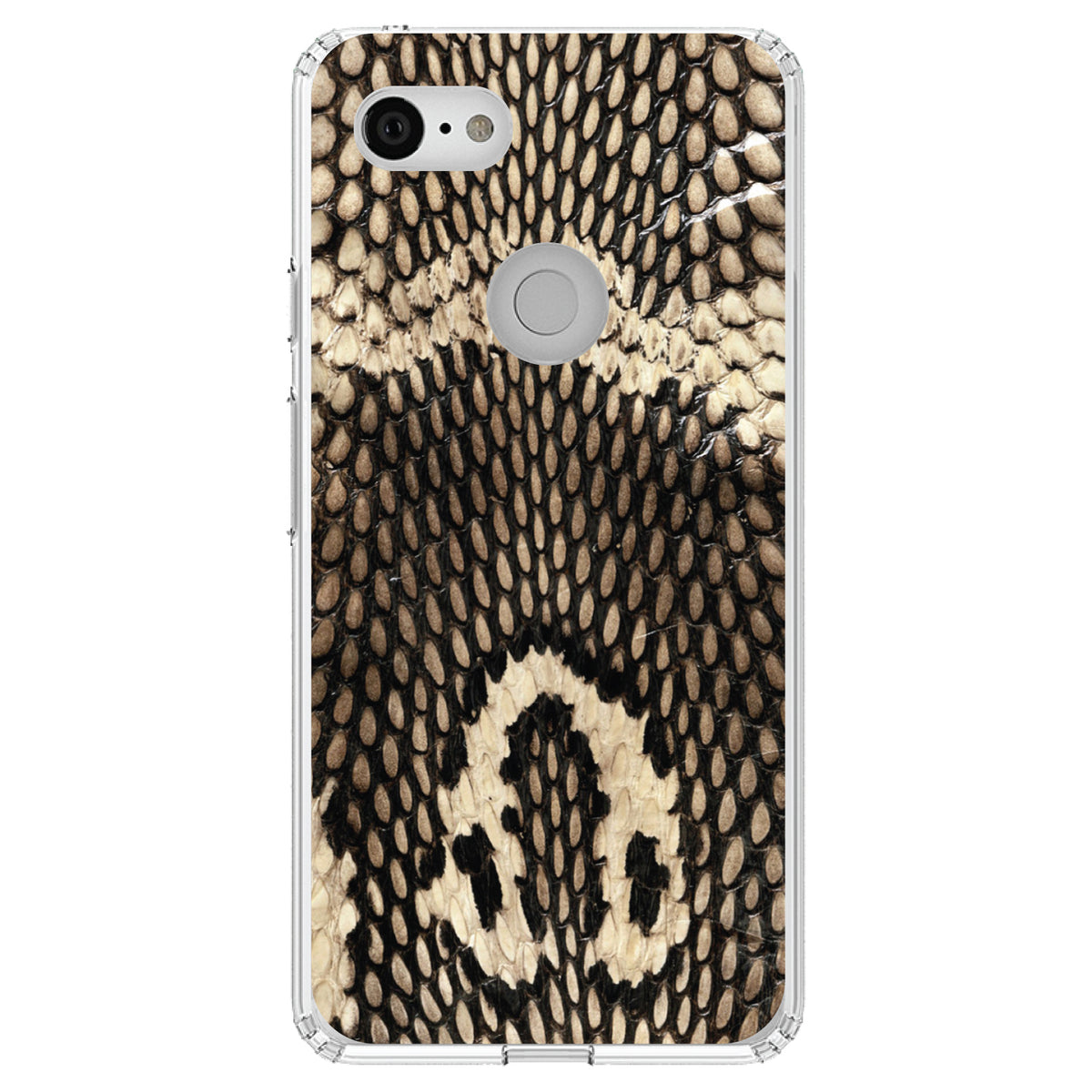Brown Tan Snake Skin Texture Clear Shockproof iPhone Case, view 21
