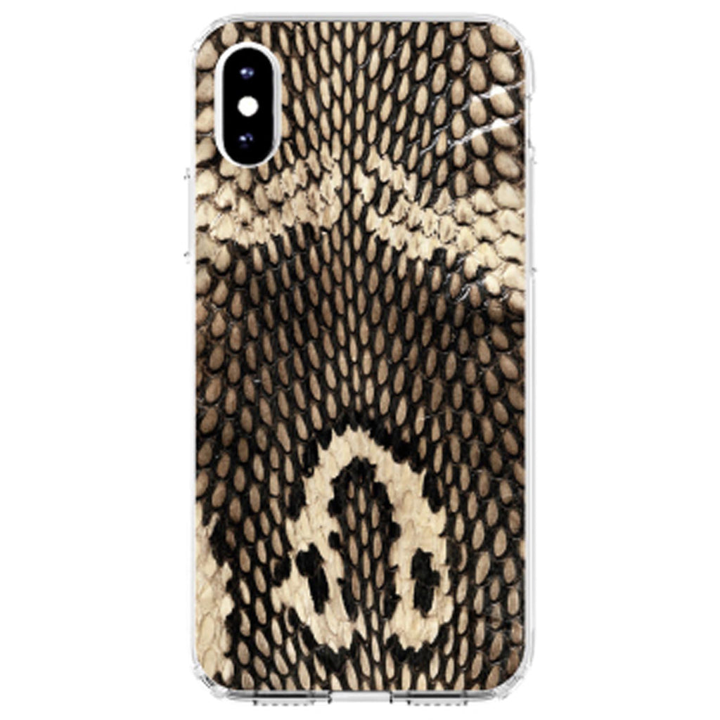 Brown Tan Snake Skin Texture Clear Shockproof iPhone Case, view 3