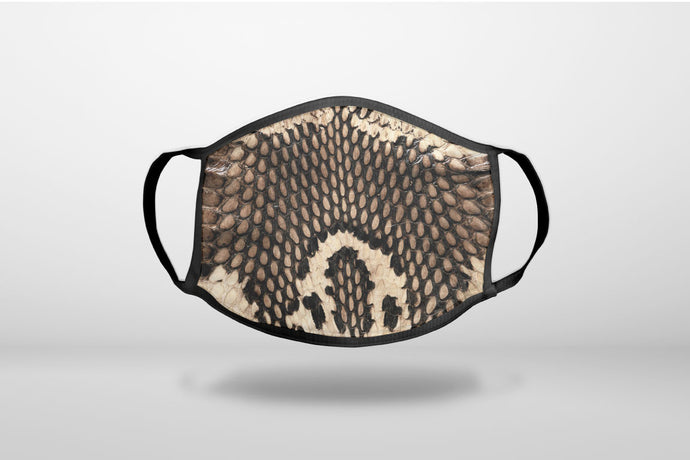 Brown Tan Snake Skin Texture - 3-Ply Reusable Soft Face Mask Covering, Unisex, Cotton Inner Layer