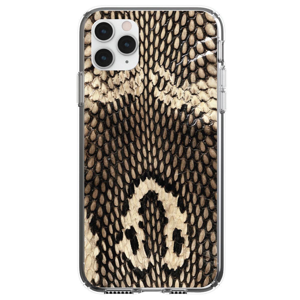 Brown Tan Snake Skin Texture Clear Shockproof iPhone Case