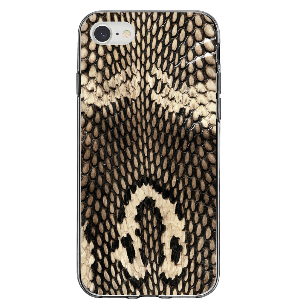 Brown Tan Snake Skin Texture Clear Shockproof iPhone Case, view 5
