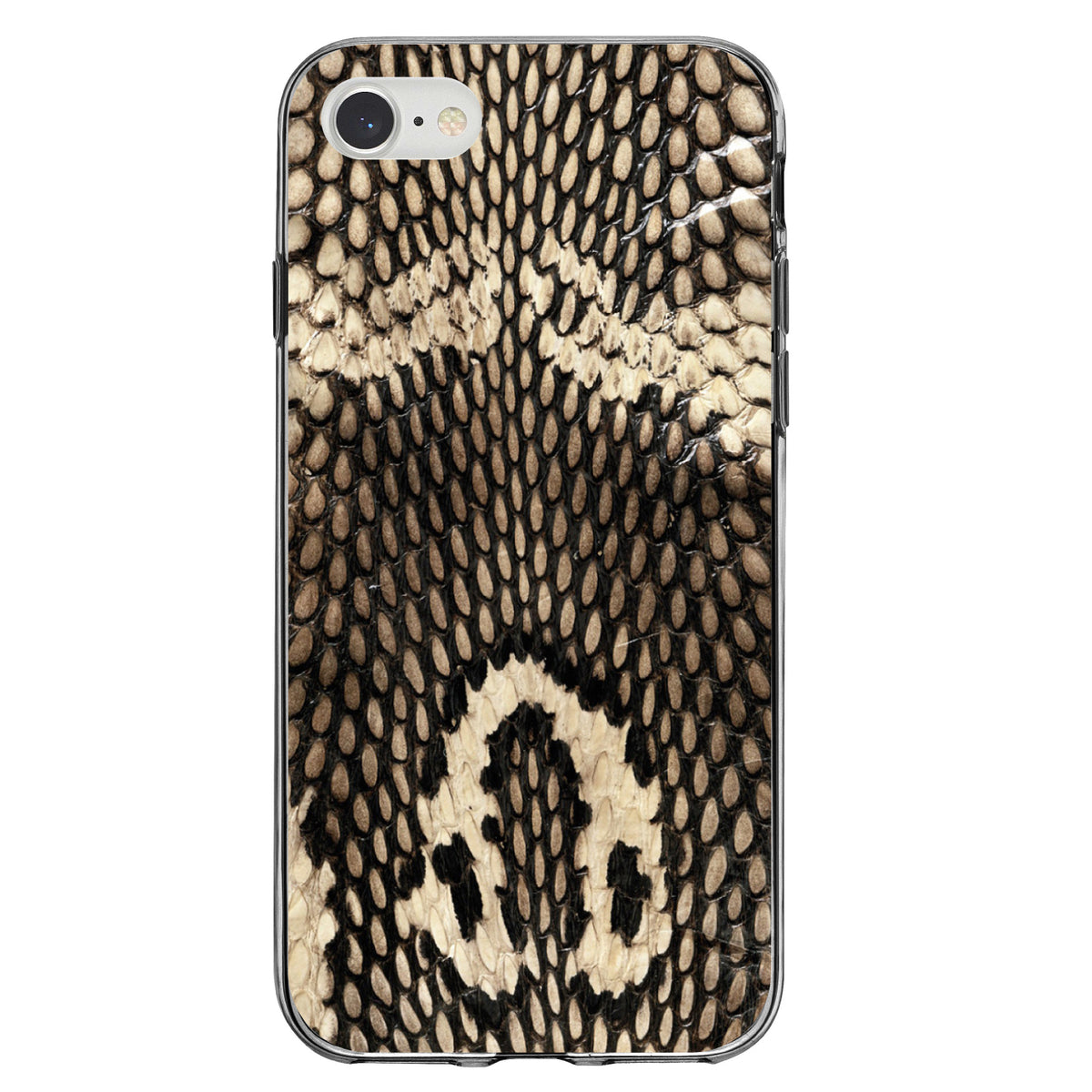 Brown Tan Snake Skin Texture Clear Shockproof iPhone Case, view 5