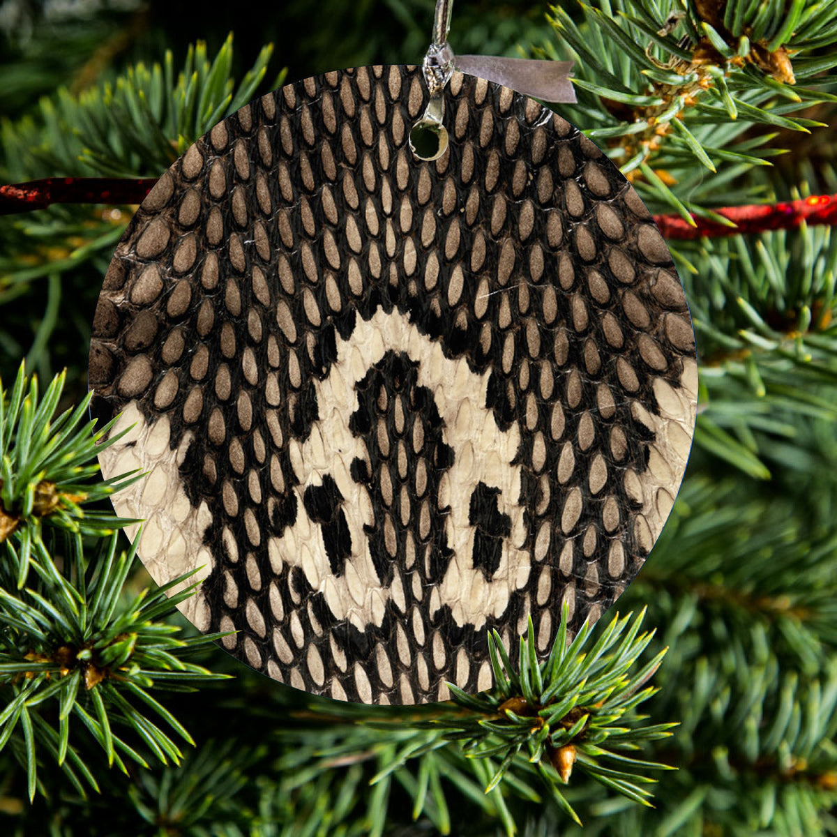 Brown Tan Snake Skin Texture Ceramic Ornament, view 2
