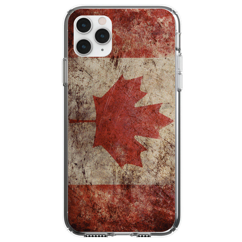 Canadian Flag Old Weathered Clear Shockproof iPhone Case