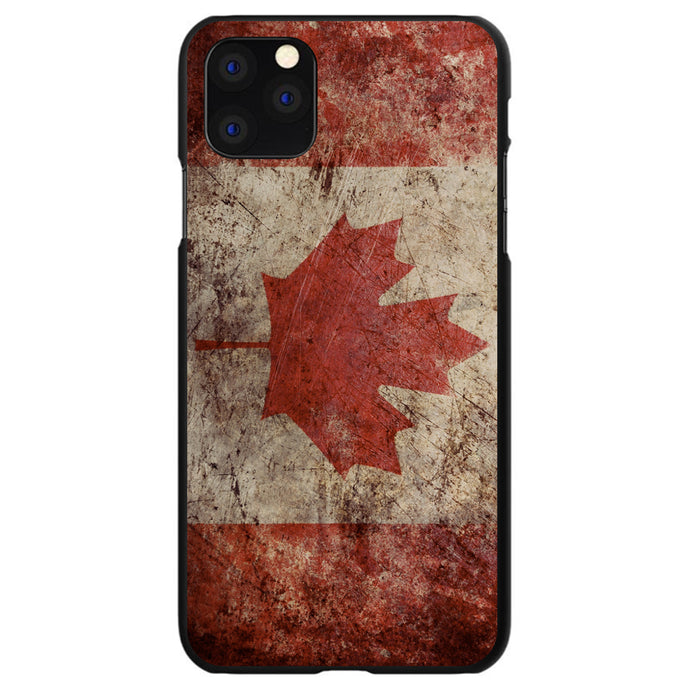 DistinctInk® Hard Plastic Snap-On Case for Apple iPhone or Samsung Galaxy - Canadian Flag Old Weathered