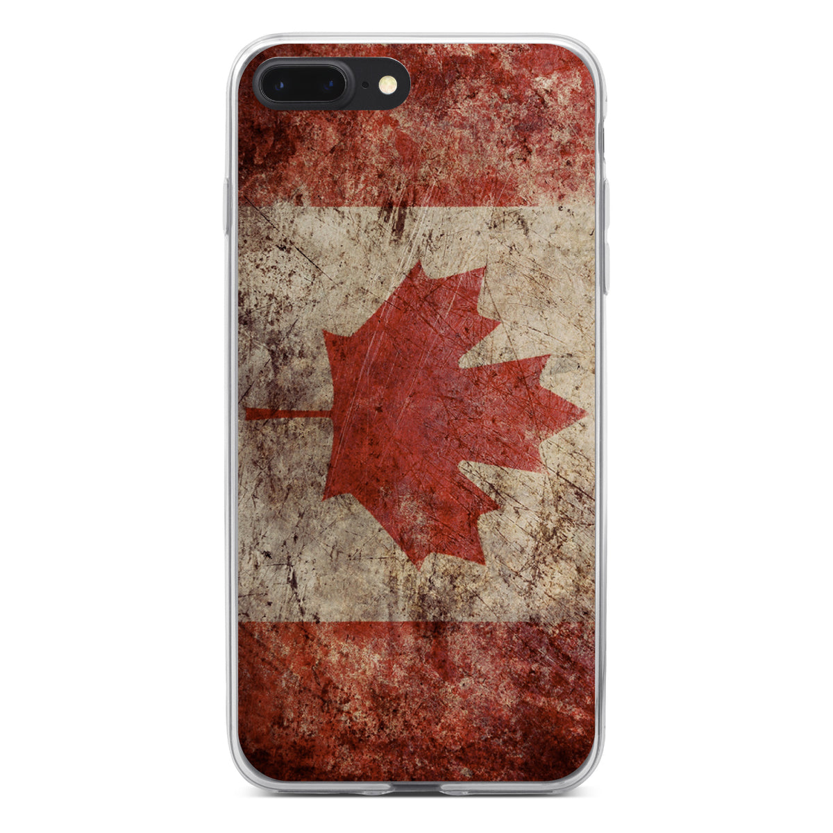 Canadian Flag Old Weathered Clear Shockproof iPhone Case, view 6