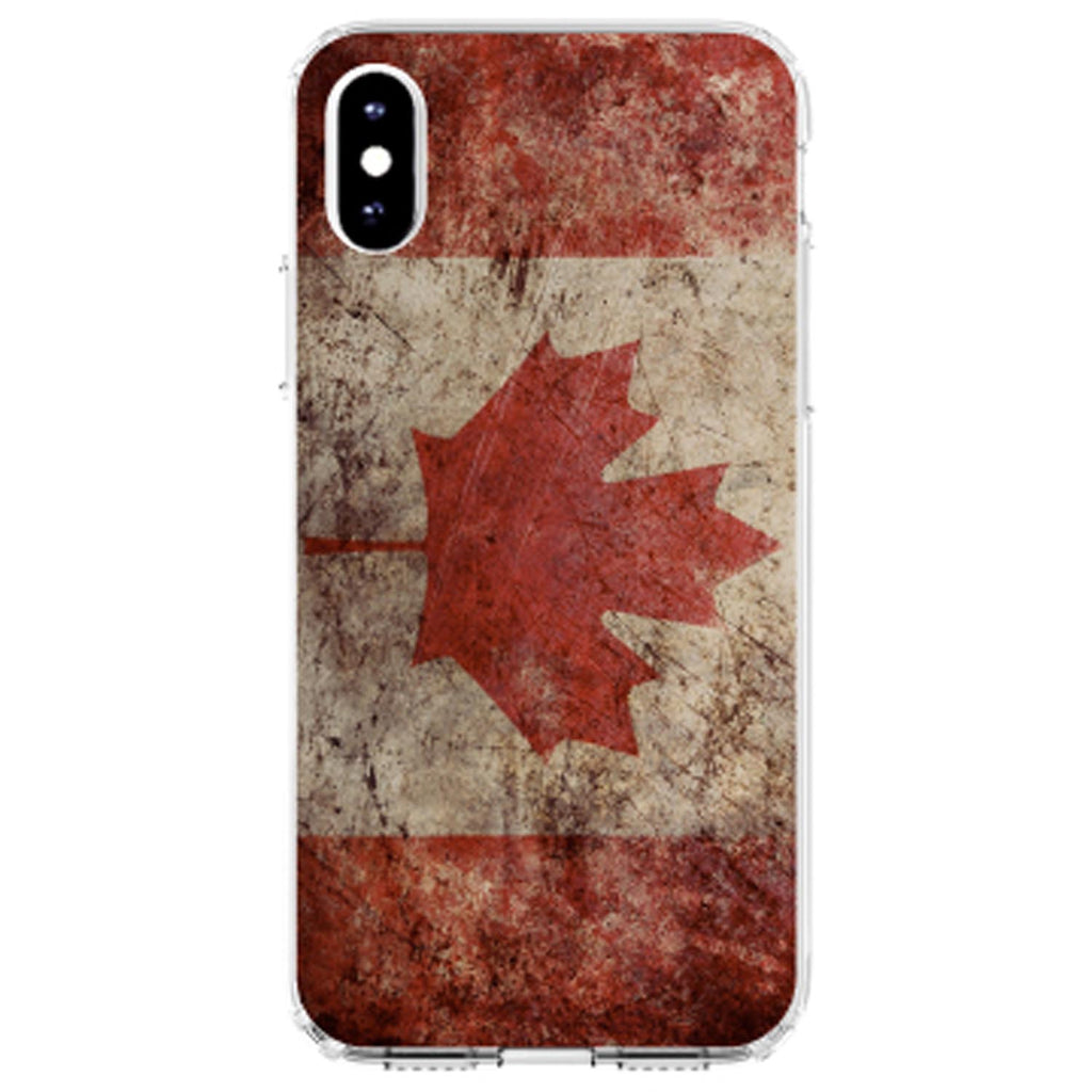 Canadian Flag Old Weathered Clear Shockproof iPhone Case, view 2