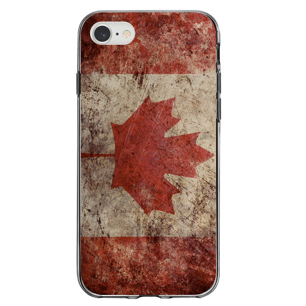 Canadian Flag Old Weathered Clear Shockproof iPhone Case, view 5