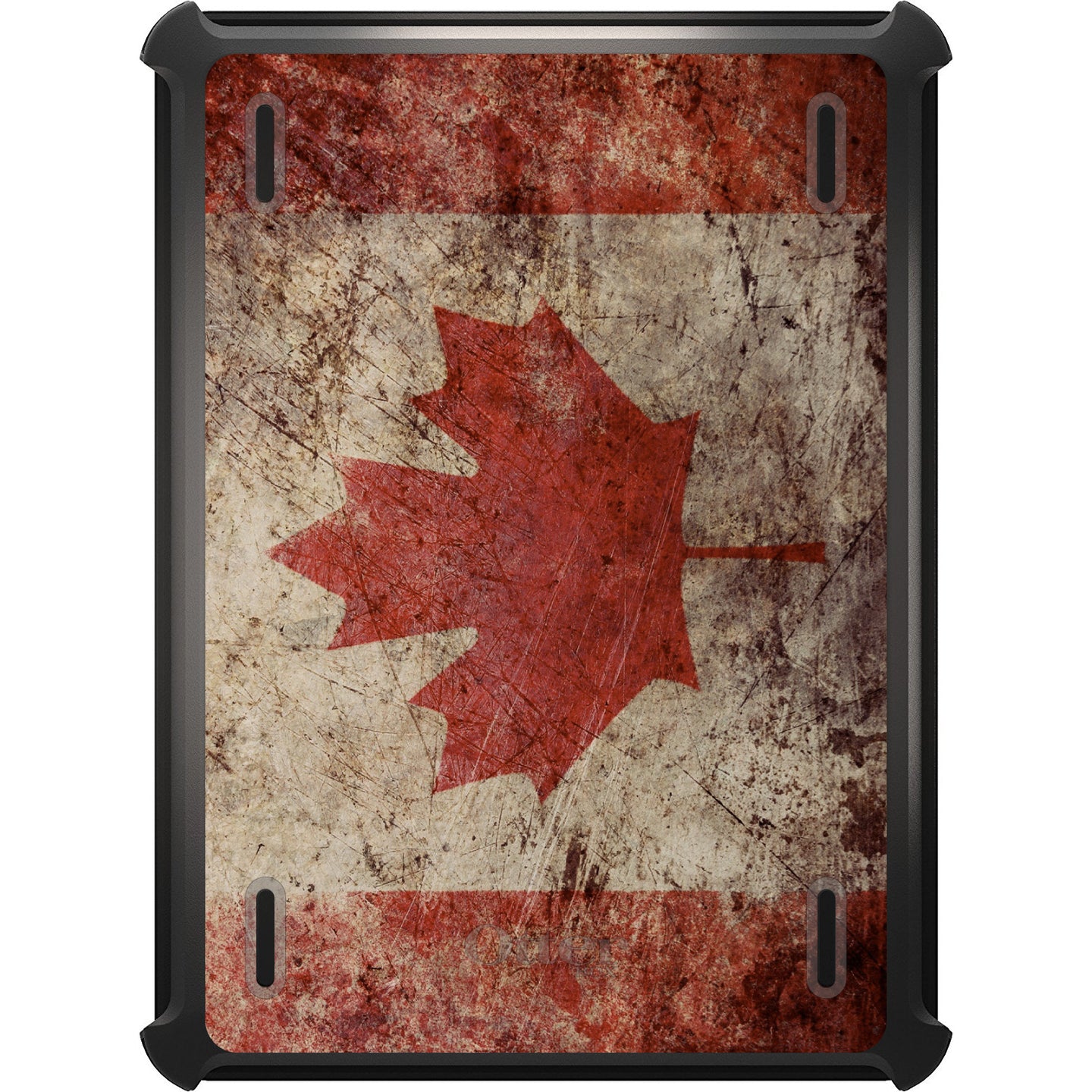 DistinctInk™ OtterBox Defender Series Case for Apple iPad / iPad Pro / iPad Air / iPad Mini - Canadian Flag Old Weathered