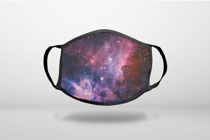 Purple Pink Carina Nebula - 3-Ply Reusable Soft Face Mask Covering, Unisex, Cotton Inner Layer
