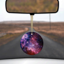 DistinctInk® Hanging Ceramic Christmas Tree Ornament with Gold String - Great Gift / Present - 2 3/4 inch Diameter - Purple Pink Carina Nebula