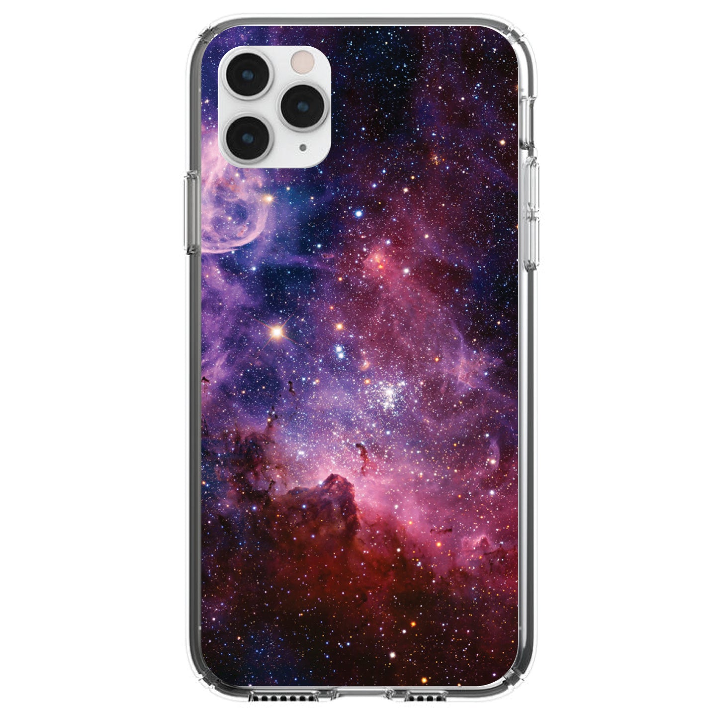 DistinctInk® Clear Shockproof Hybrid Case for Apple iPhone / Samsung Galaxy / Google Pixel - Purple Pink Carina Nebula