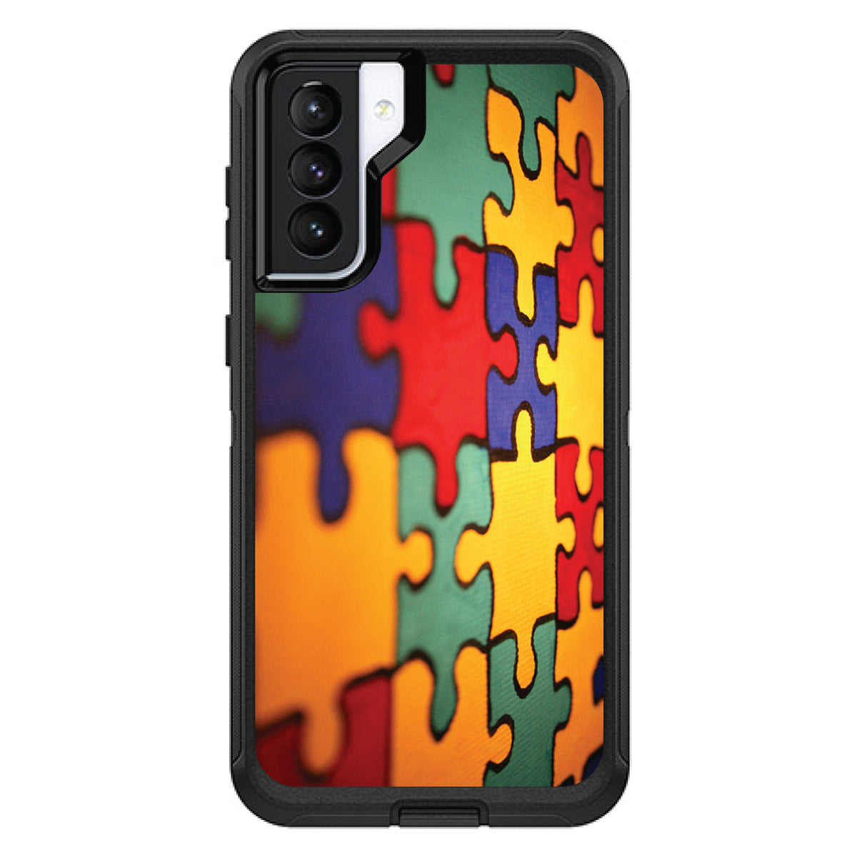 Red Blue Yellow Puzzle Pieces OtterBox Defender Case for iPhone & Galaxy, view 6