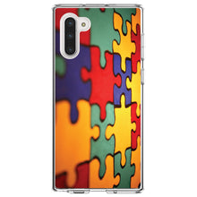 DistinctInk® Clear Shockproof Hybrid Case for Apple iPhone / Samsung Galaxy / Google Pixel - Red Blue Yellow Puzzle Pieces