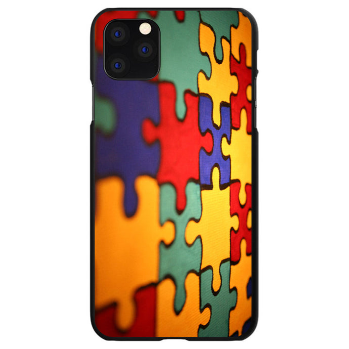 DistinctInk® Hard Plastic Snap-On Case for Apple iPhone or Samsung Galaxy - Red Blue Yellow Puzzle Pieces