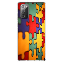 DistinctInk® Clear Shockproof Hybrid Case for Apple iPhone / Samsung Galaxy / Google Pixel - Red Blue Yellow Puzzle Pieces