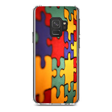 DistinctInk® Clear Shockproof Hybrid Case for Apple iPhone / Samsung Galaxy / Google Pixel - Red Blue Yellow Puzzle Pieces