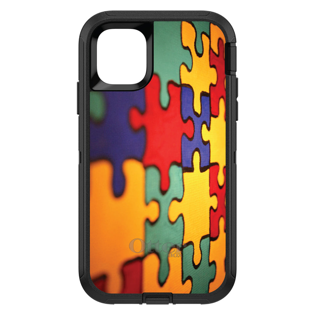 Red Blue Yellow Puzzle Pieces OtterBox Defender Case for iPhone & Galaxy, view 2
