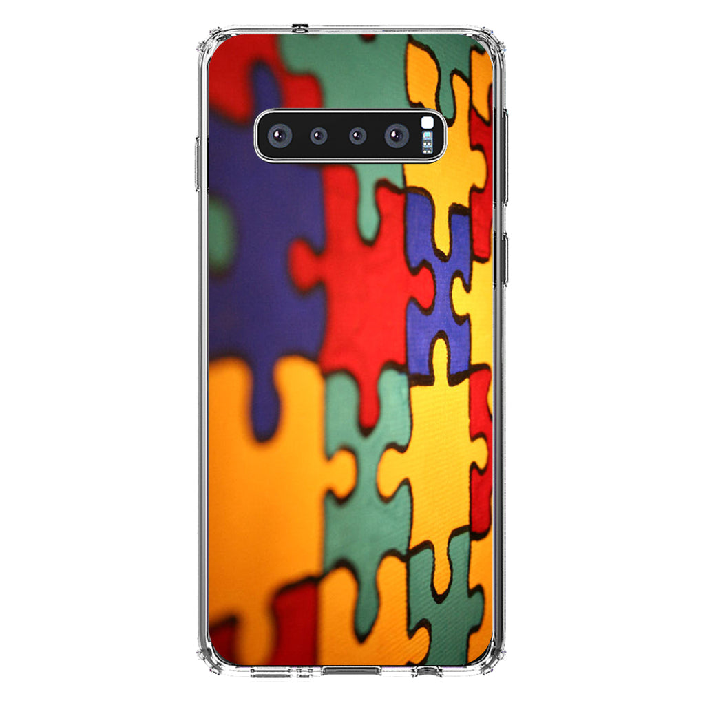 Red Blue Yellow Puzzle Pieces Clear Shockproof iPhone Case, view 16