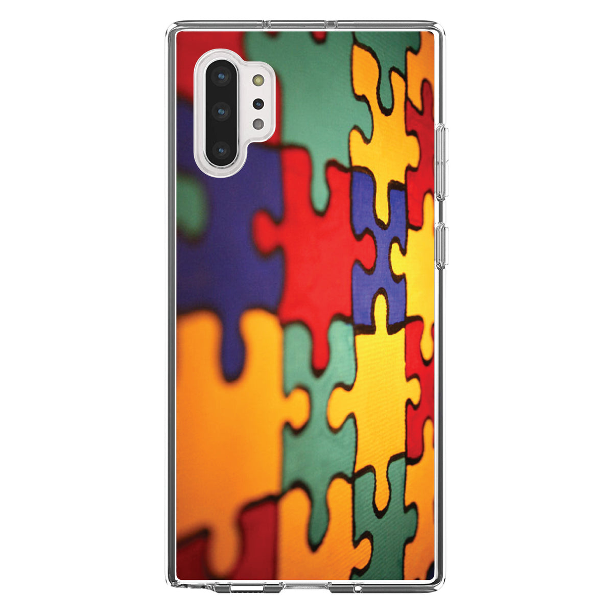 Red Blue Yellow Puzzle Pieces Clear Shockproof iPhone Case, view 10
