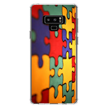 DistinctInk® Clear Shockproof Hybrid Case for Apple iPhone / Samsung Galaxy / Google Pixel - Red Blue Yellow Puzzle Pieces