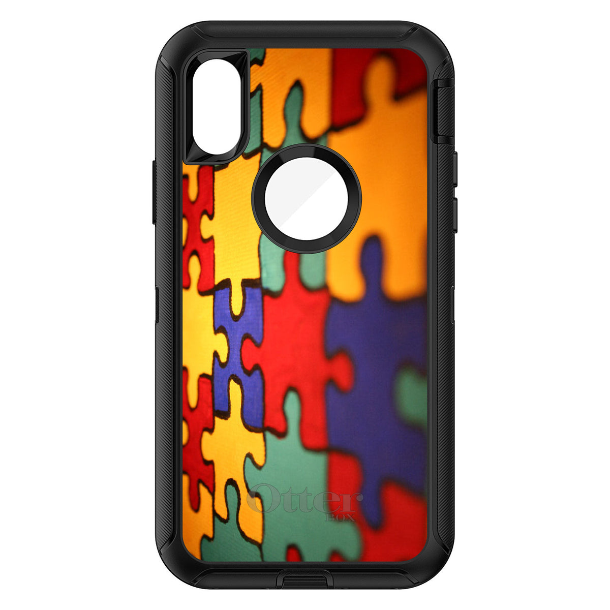 Red Blue Yellow Puzzle Pieces OtterBox Defender Case for iPhone & Galaxy, view 3
