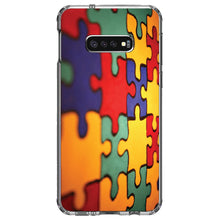 DistinctInk® Clear Shockproof Hybrid Case for Apple iPhone / Samsung Galaxy / Google Pixel - Red Blue Yellow Puzzle Pieces