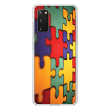 DistinctInk® Clear Shockproof Hybrid Case for Apple iPhone / Samsung Galaxy / Google Pixel - Red Blue Yellow Puzzle Pieces