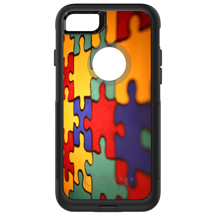 DistinctInk OtterBox Commuter Series Case for Apple iPhone or Samsung Galaxy - Red Blue Yellow Puzzle Pieces