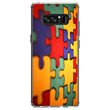DistinctInk® Clear Shockproof Hybrid Case for Apple iPhone / Samsung Galaxy / Google Pixel - Red Blue Yellow Puzzle Pieces