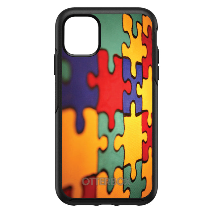 DistinctInk™ OtterBox Symmetry Series Case for Apple iPhone / Samsung Galaxy / Google Pixel - Red Blue Yellow Puzzle Pieces